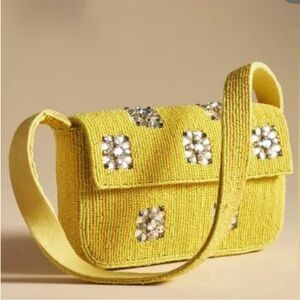 Elegant Yellow Beaded Shoulder Bag